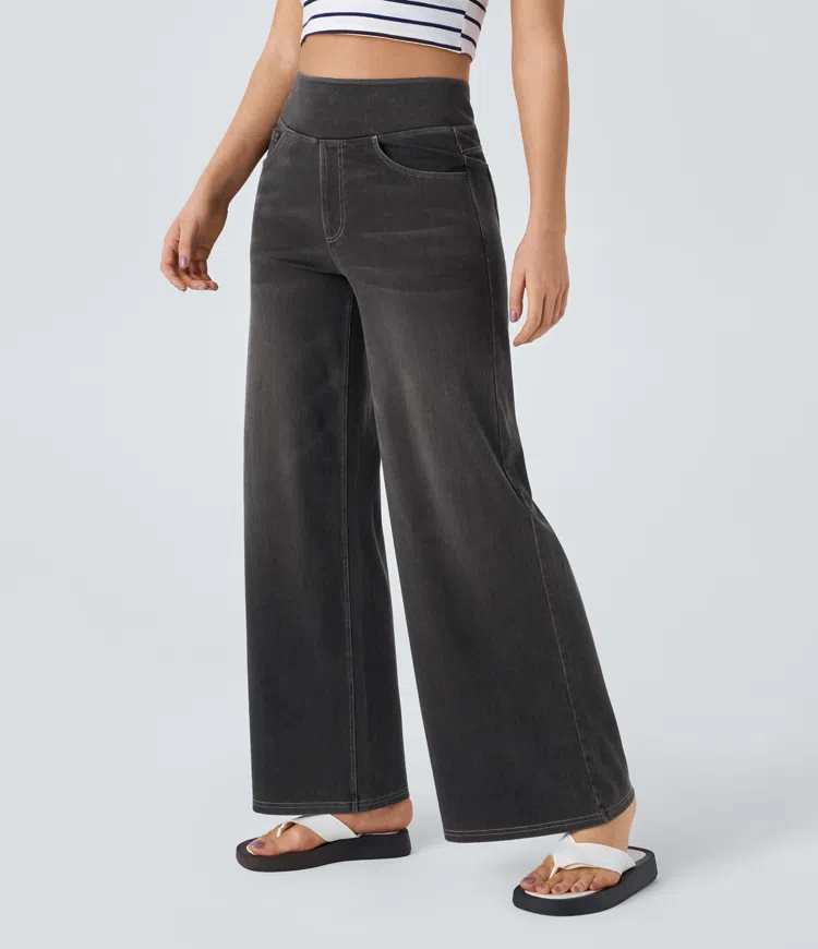 Relaxed Wide-Leg Jeans | High-Waist Comfort with Seamless Fit