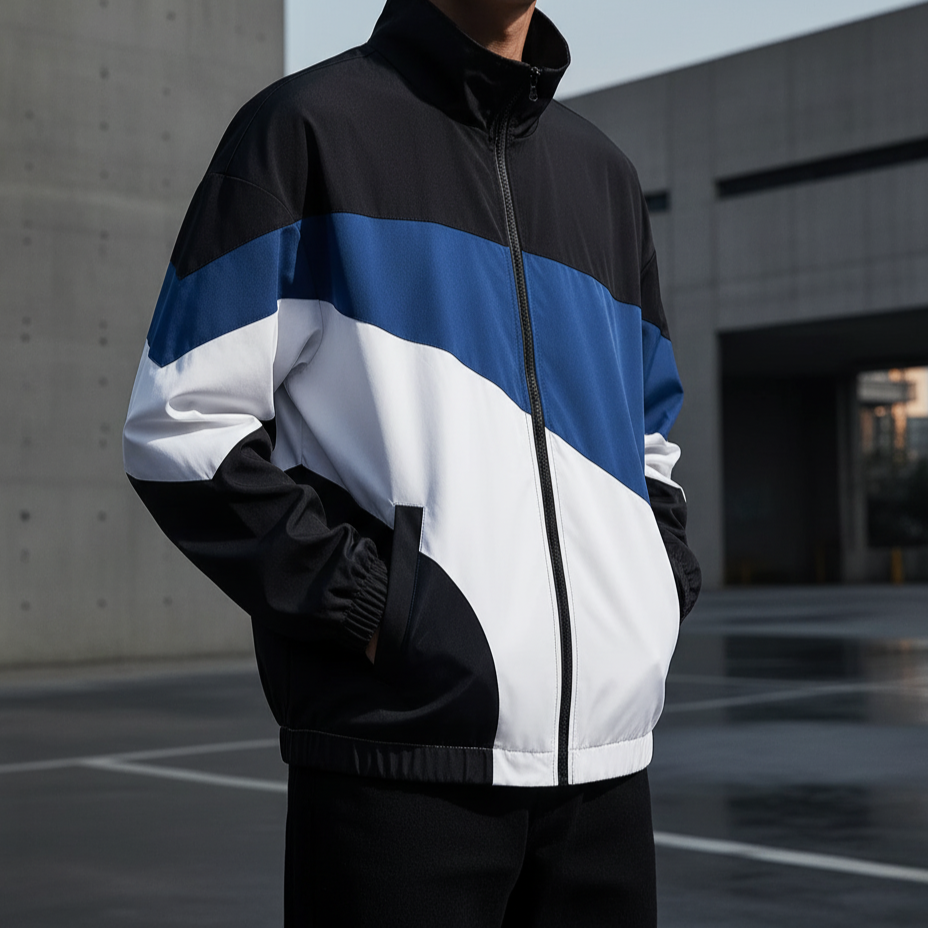Modern Color-Block Windbreaker | Lightweight, Breathable & Athletic Fit