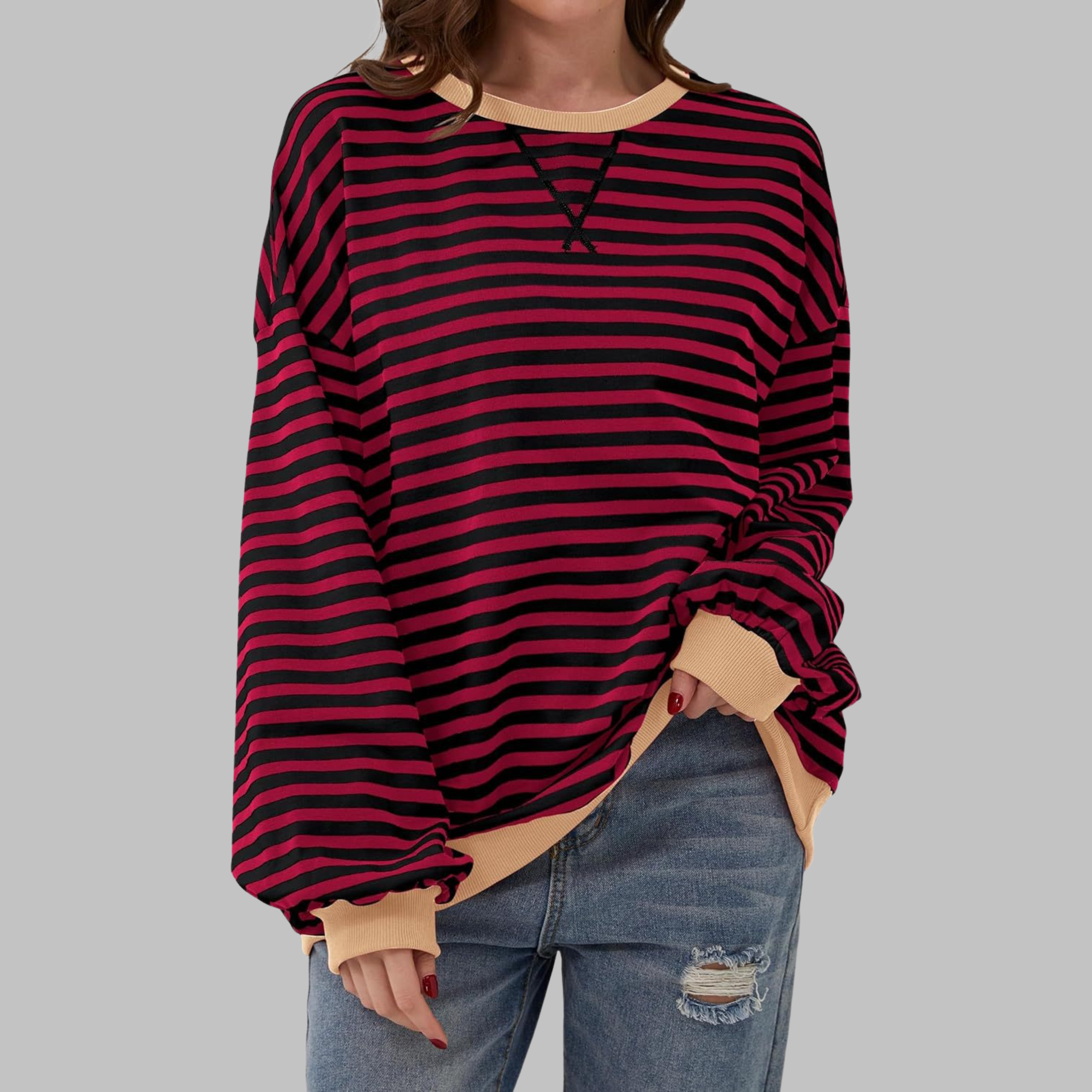 Striped Long-Sleeve Sweatshirt | Casual Comfort with Refined Style