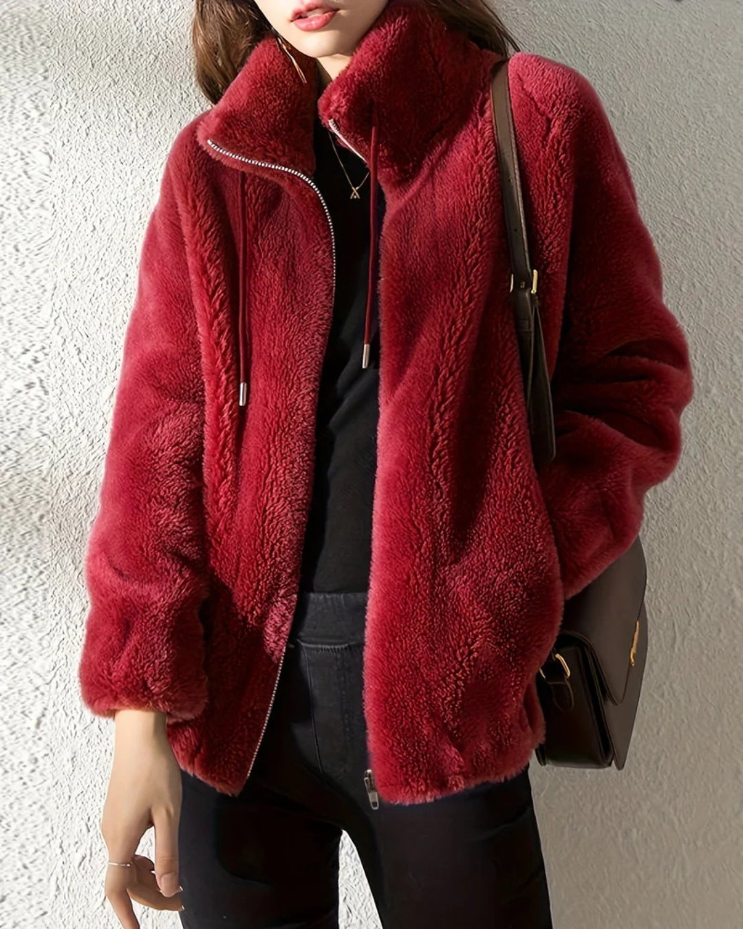 Rose Relaxed-Fit Avelora Cozy Zip Jacket | Effortless Warmth Meets Everyday Style