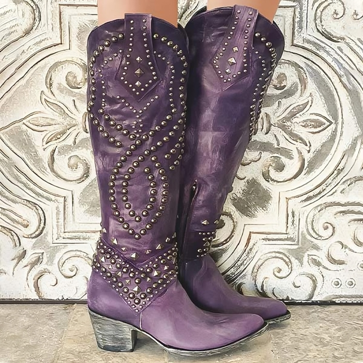 Rose Western Knee-High Boots | Modern Cowgirl Flair Meets Everyday Comfort