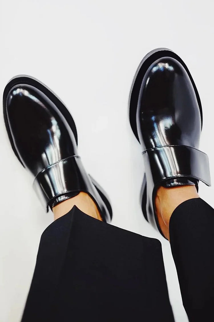 Shiny Strap Loafers | Minimalist Design with Modern Edge