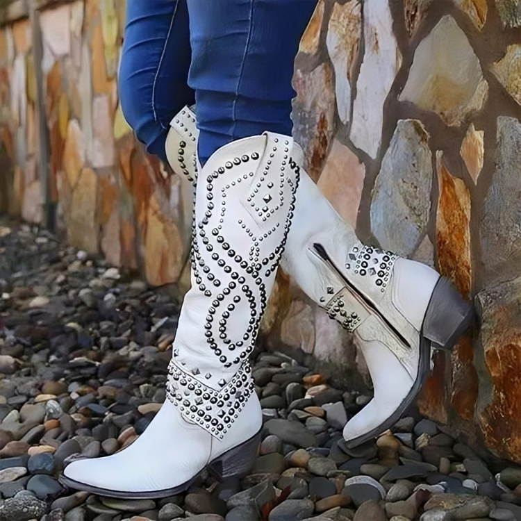 Rose Western Knee-High Boots | Modern Cowgirl Flair Meets Everyday Comfort