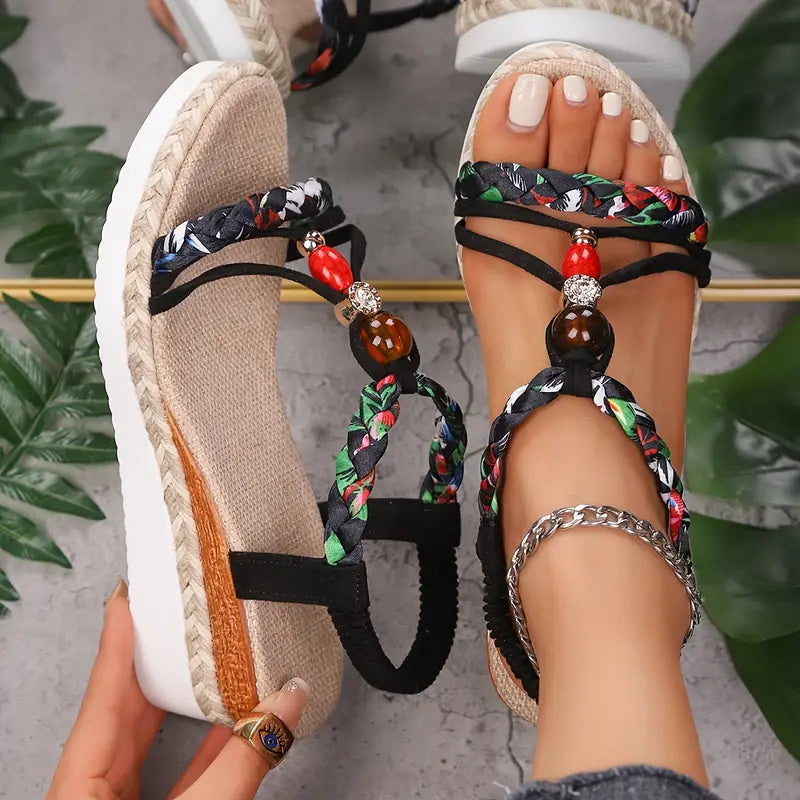Boho Wedge Sandals | Lightweight Comfort with Chic Braided Design