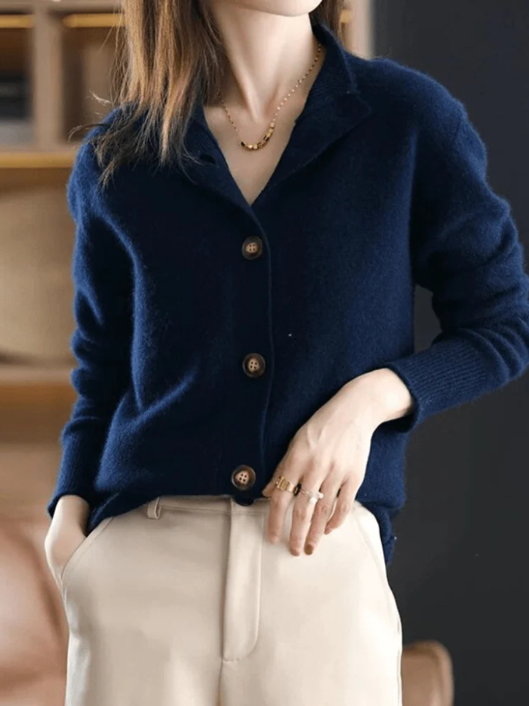 Rose Relaxed-Fit Sofia Button Cardigan | Timeless Warmth & Effortless Style