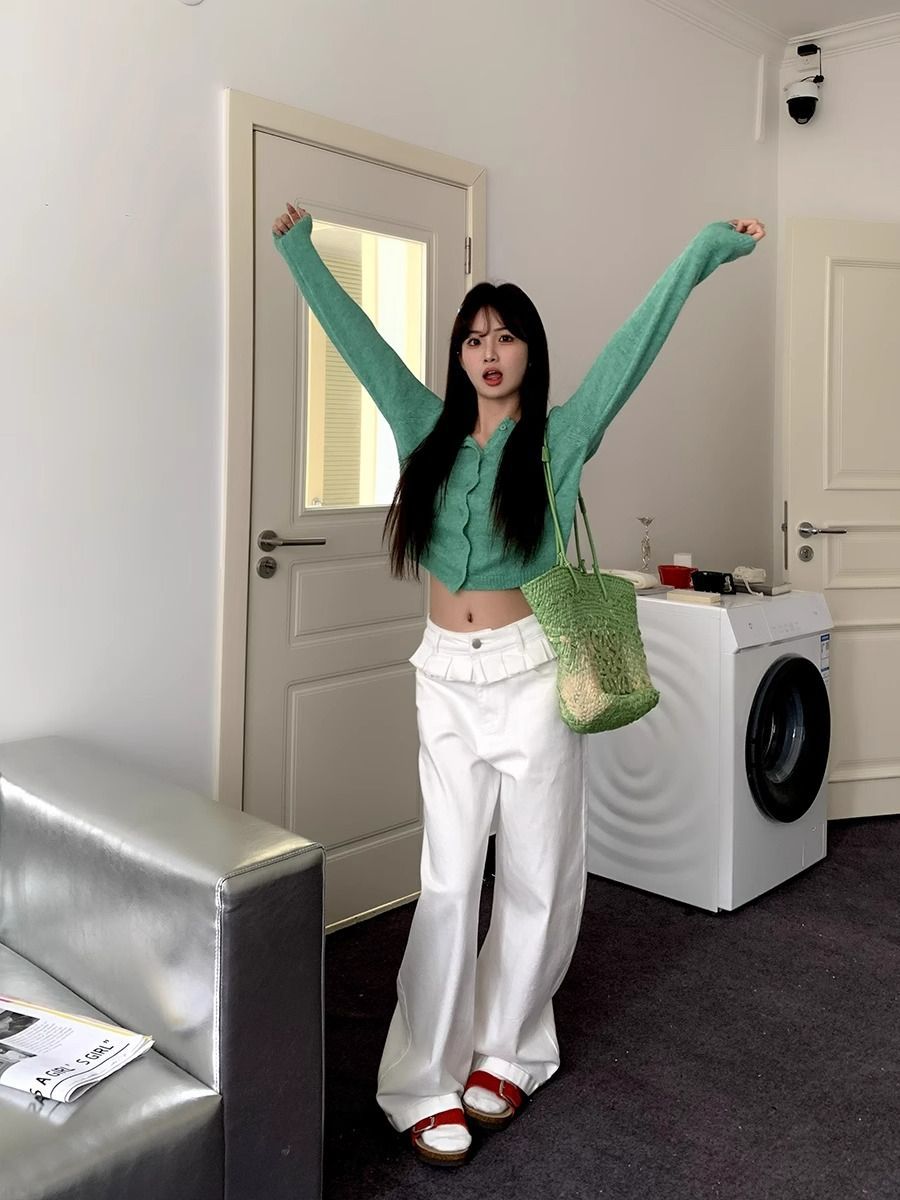 Lace-Trimmed Wide-Leg Jeans | Elegant Denim with Modern Flair