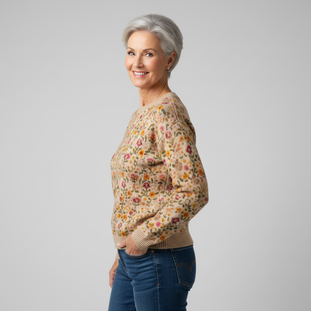 Floral Knit Sweater | Relaxed Fit with Everyday Elegance