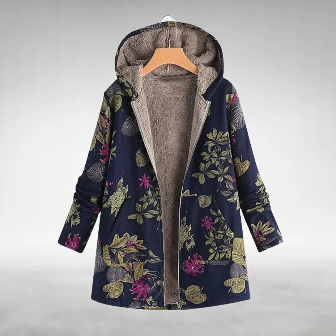 Rose Elegant Fit Margery Floral Fleece Jacket | Soft Warmth with Timeless Grace