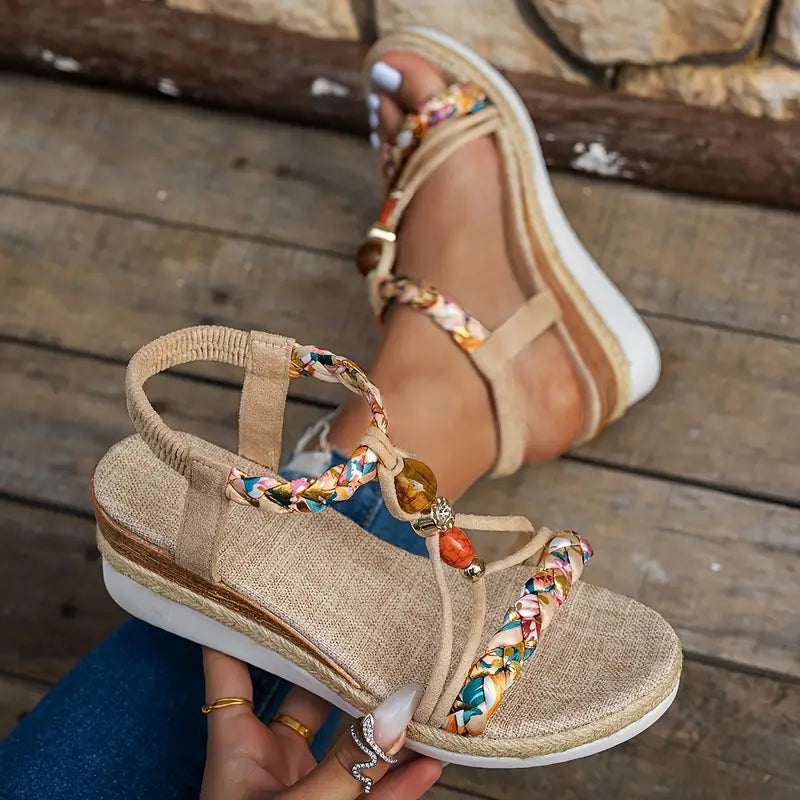 Boho Wedge Sandals | Lightweight Comfort with Chic Braided Design