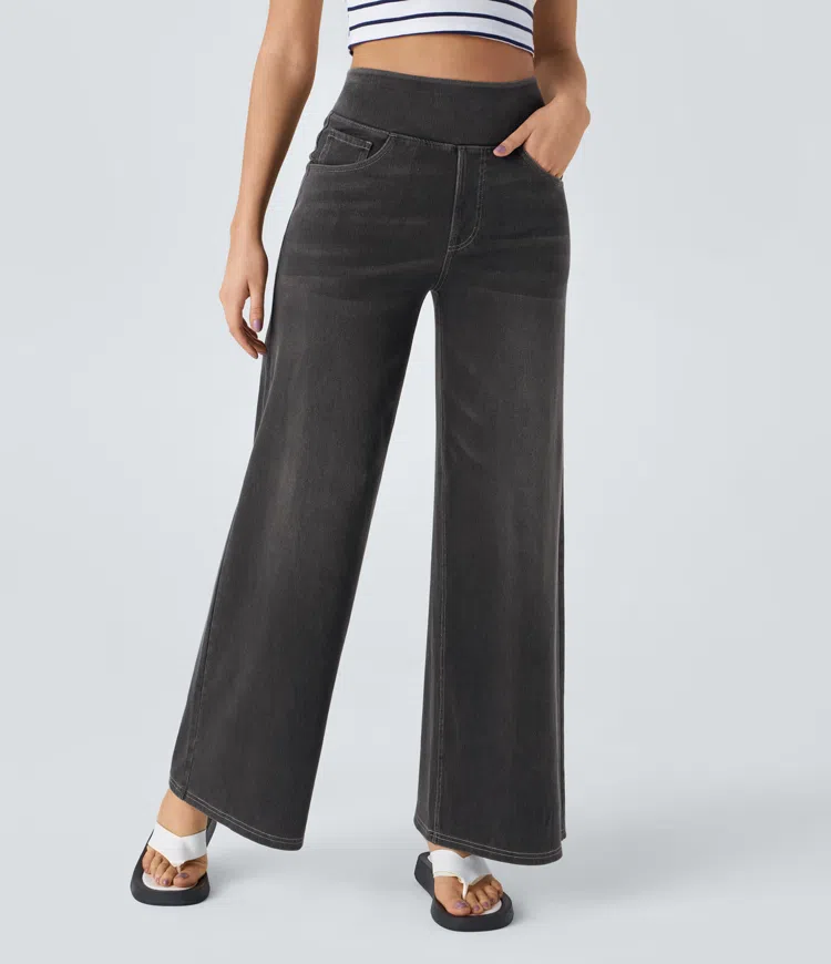 Relaxed Wide-Leg Jeans | High-Waist Comfort with Seamless Fit