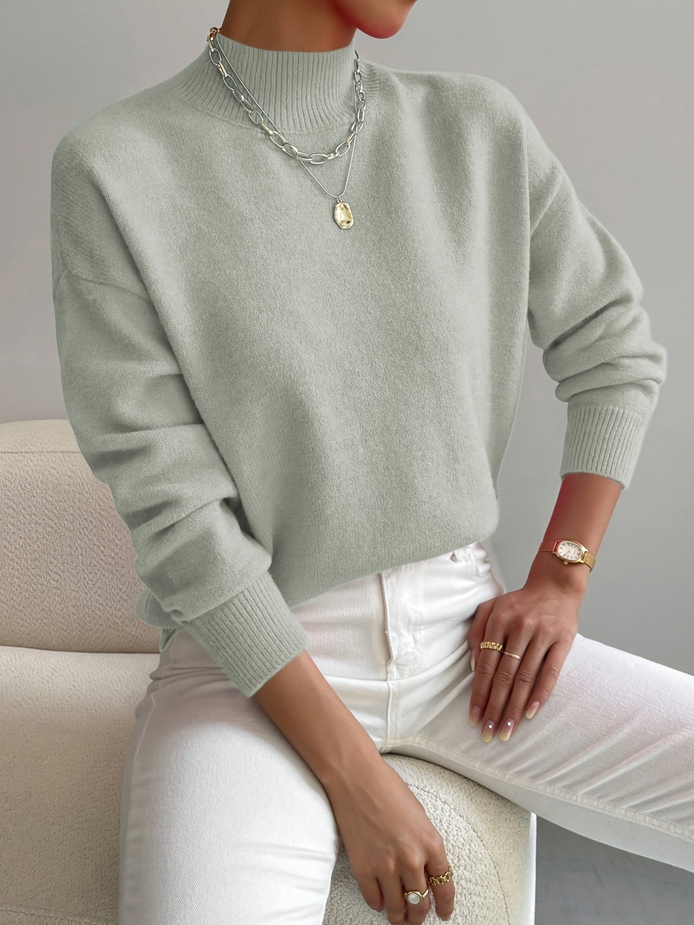 Rose Elegant Relaxed-Fit Turtleneck | Cozy Everyday Sophistication