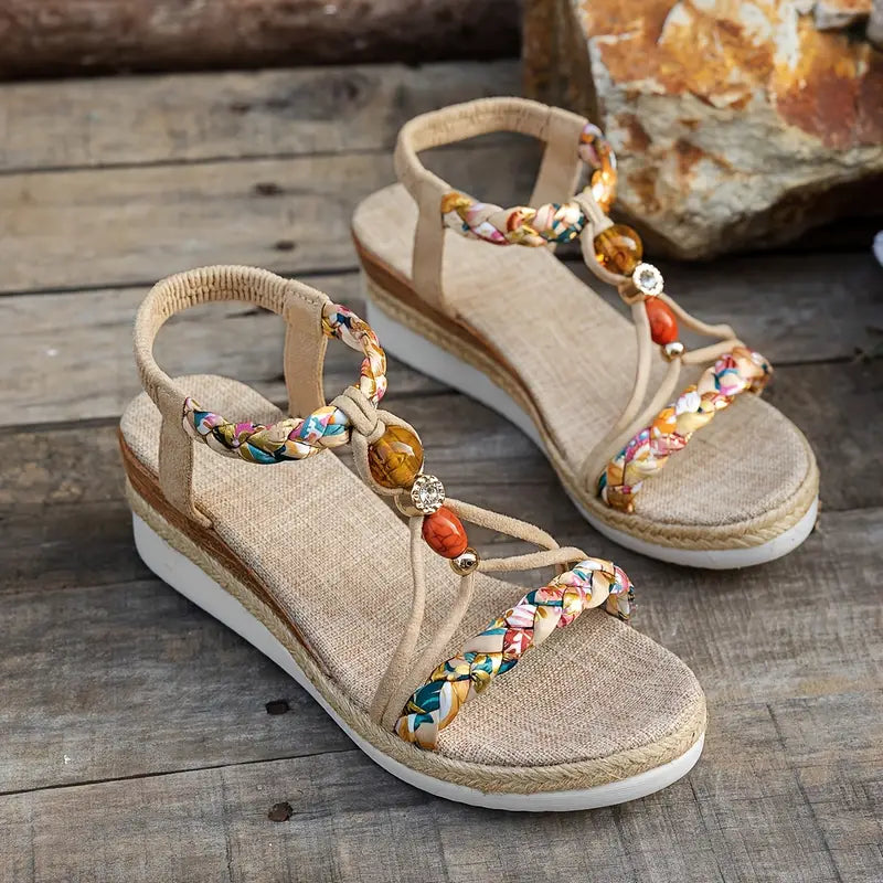 Boho Wedge Sandals | Lightweight Comfort with Chic Braided Design