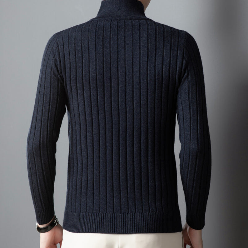 Wool-Blend Ribbed Mock-Neck Sweater | Warmth with Modern Elegance