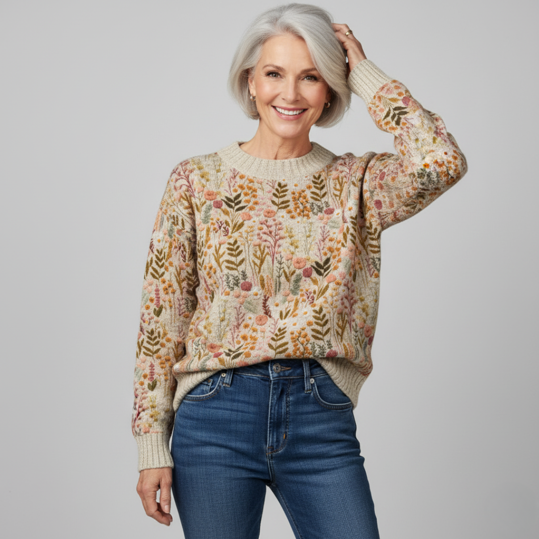 Floral Knit Sweater | Relaxed Fit with Everyday Elegance