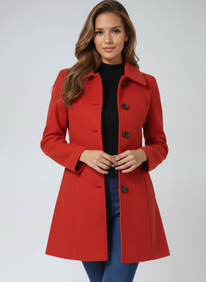 Rose Fit and Flare Button Jacket | Tailored Elegance with Effortless Movement