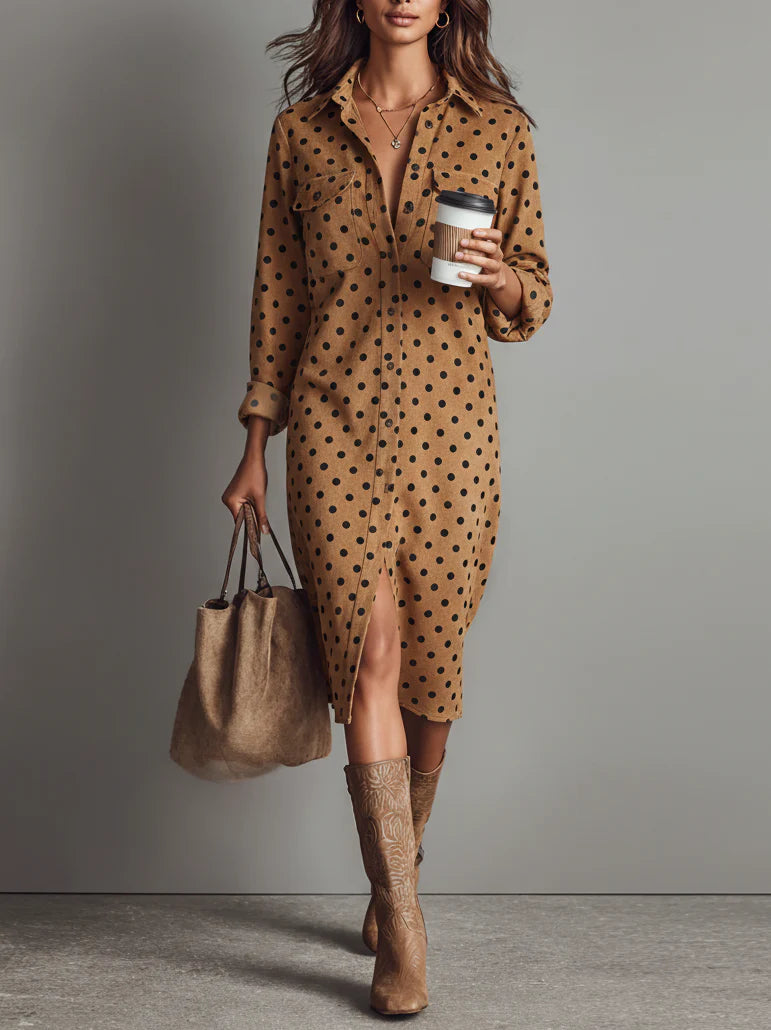 Suede Shirt Midi Dress