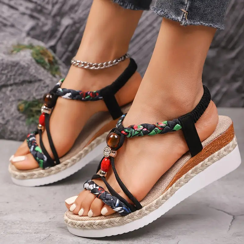 Boho Wedge Sandals | Lightweight Comfort with Chic Braided Design