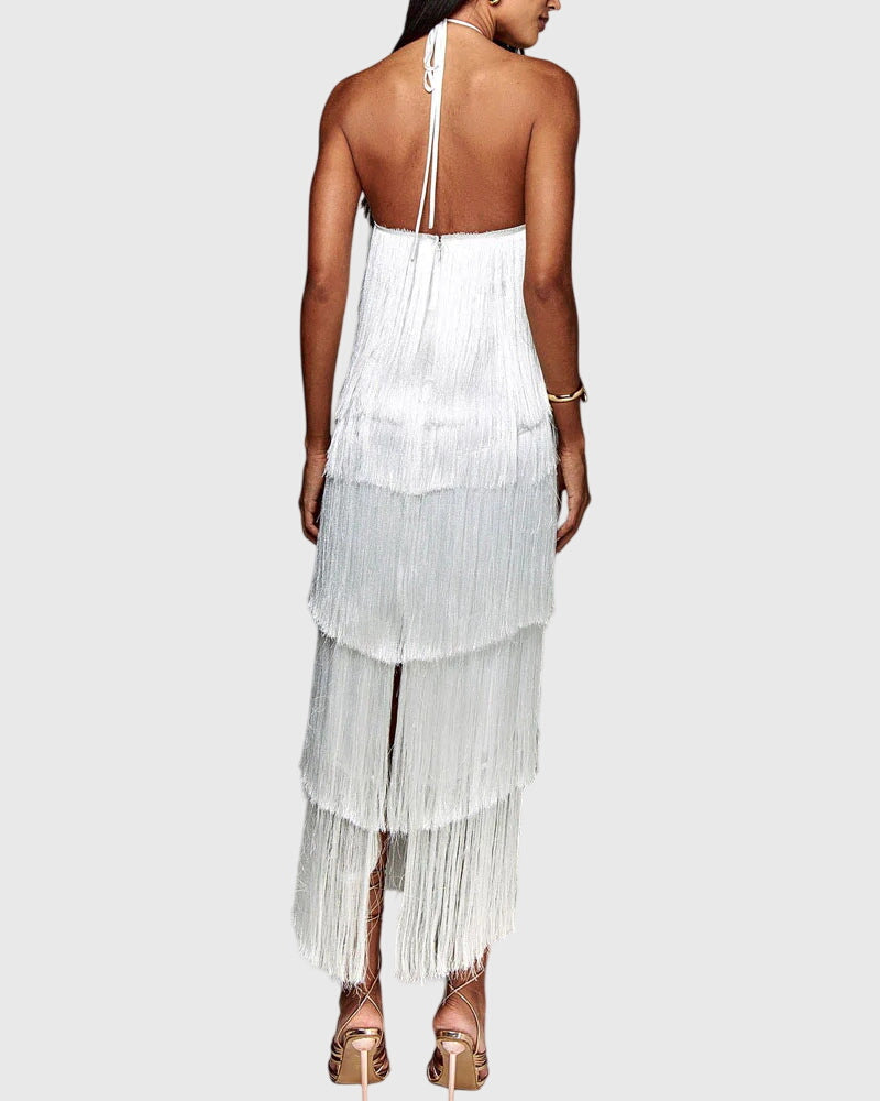 Elegant Slim-Fit Tassel Dress | Sophisticated Statement Style