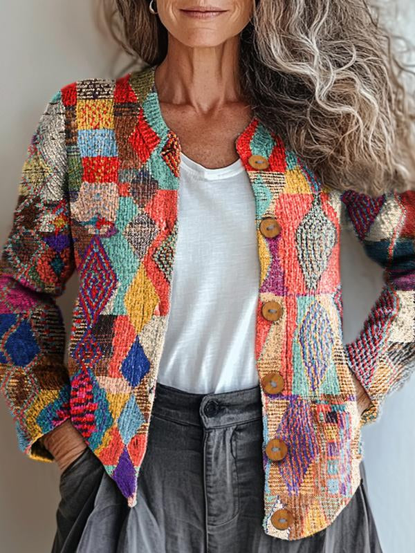 Alma Vibrant Patchwork Cardigan