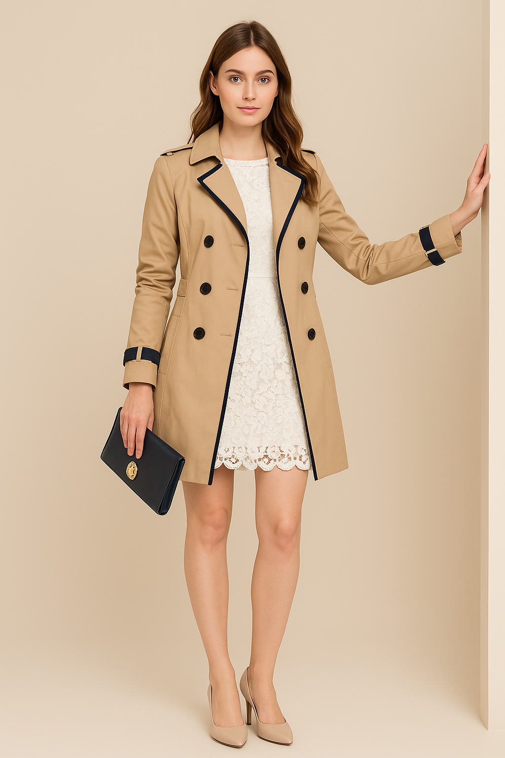 Double-Breasted Trench Coat | Timeless Autumn Elegance